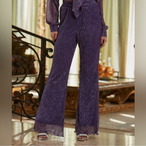 12th Tribe Pants - 12th Tribe “Victoria Pull On Pants” in Metallic Purple